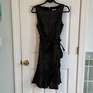 Calvin Klein Black Textured Dress w/ ruffle detail